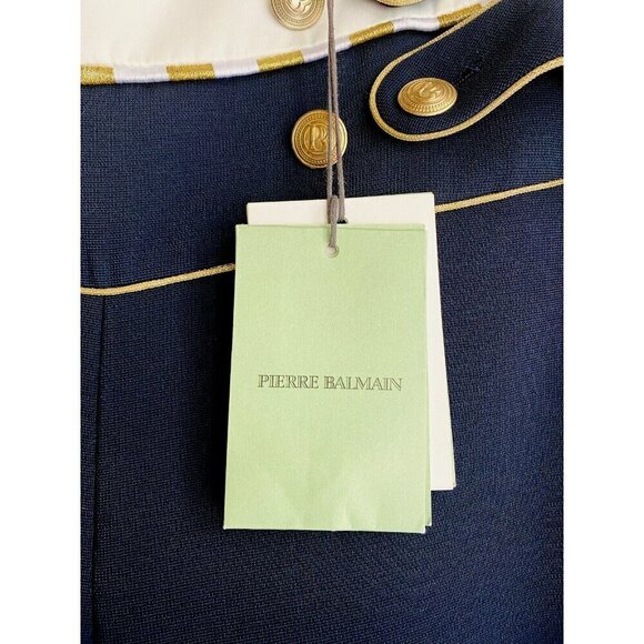 Pierre Balmain Wide Leg Knit Sailor Style Navy BLue Palazzo Pants 36 - Picture 12 of 13